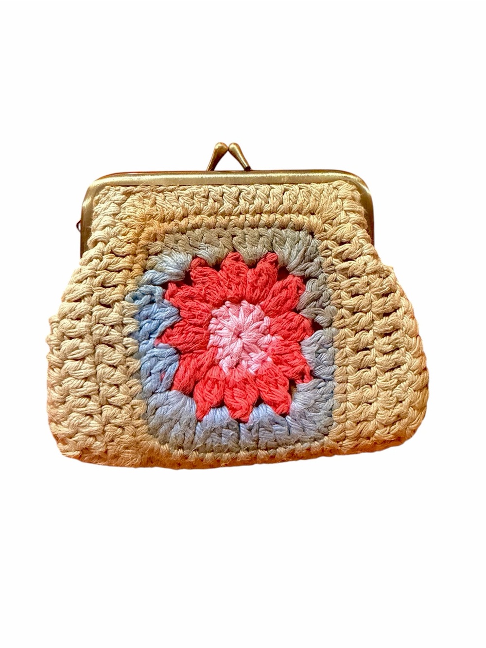 Patricia Nash crochet/ leather coin purse pouch 6” x 4.5” Approx… Vintage